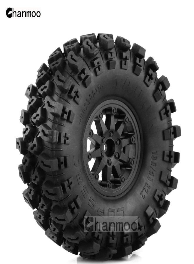 Chanmoo 2.2 RC Crawler Tires and Wheels Beadlock Rims 1/10 RC Rubber Slingers Grappler Mud Tyres OD 136mm for 1:10 Rock Crawler Car Axial SCX10 90047 D90 TF2 Tamiya CC01 Traxxas TRX4 RGT 4PCS (Black) - Image 4